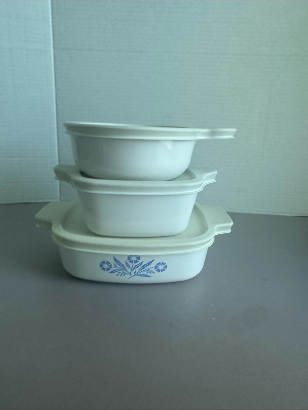 Corningware White Bakeware Set with Blue Floral Motif - 3-Piece
